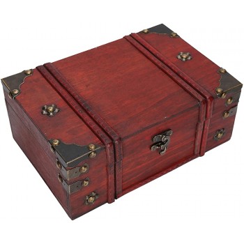 Kadimendium Retro Wooden Box Decorative Storage Trunks Practical Wooden Jewelry Box Wooden Treasure Chest Boxes Storage Box for Ornaments Cosmetics Jewelry Storage Etc - B5RRL795W