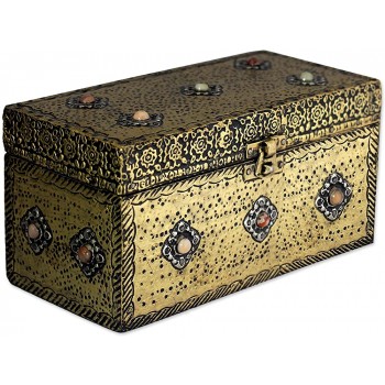 NOVICA Repousse Brass Jewelry Box Metallic 'Mughal Treasure Chest' - BX03B40OY