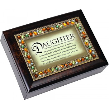 Cottage Garden Perfect Daughter Cares About Others Amber Earth Tone Jeweled Music Box Plays Wonderful World - B05BPOBTY