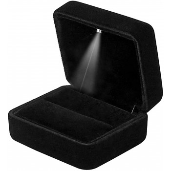 GBYAN Velvet Ring Box with LED Light Jewelry Display Gift Box for Proposal,Engagement Wedding - BEOJIQ9CI