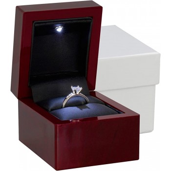Noble Cherry Ring Box with Light Unique LED Engagement Ring Box for Proposal Ring or Special Occasions Mahogany Black Insert - B3ROW66G4