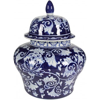A&B Home Covered Ginger Jar 14 by 17-Inch Blue White - B34GGUHXV