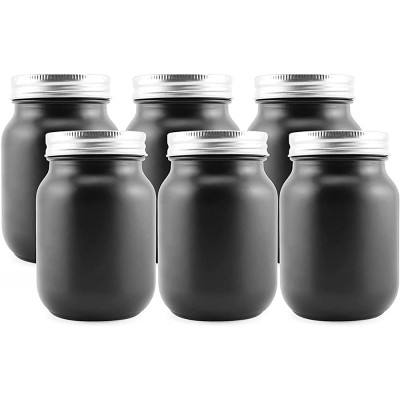 Darware Black Chalkboard Mason Jars Pint Size 6-Pack; Decorative Black-Coated Blackboard Surface Glass Jars for Arts and Crafts Gifts and Rustic Home Decor - BV0OHGT2H