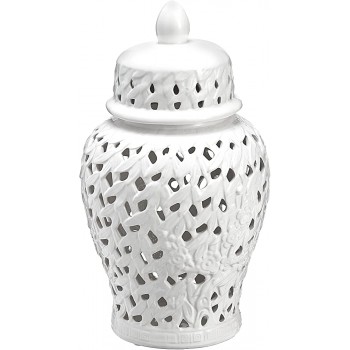 Sagebrook Home White Pierced Ceramic Temple JAR 10.5x10.5x18.5 - B1KBSTUP4