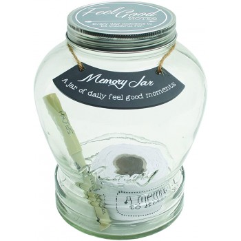 Top Shelf Feel Good Memory Jar With 180 Tickets Pen and Decorative Lid - BKIZH5Q6Q