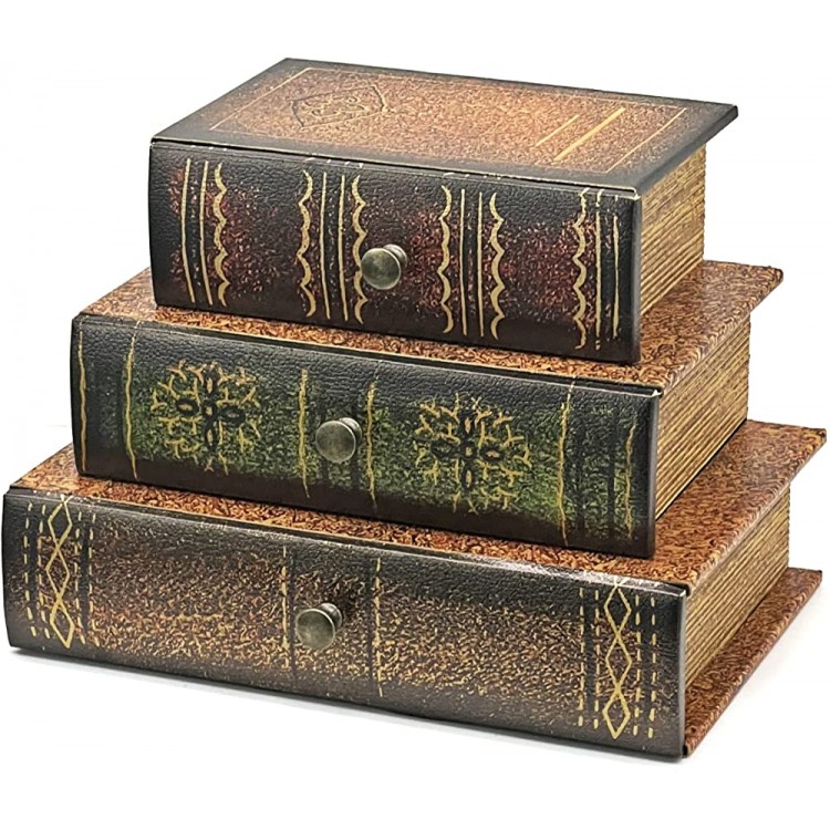 Bellaa 21093 Book Box with Drawers Decorative Storage Wooden Boxes 8 by 6 Inches - B7RSDOJOI