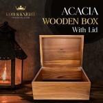Kobi & Knight Premium Acacia Wooden Storage Box Large Wooden Box with Hinged Lid Sturdy Wood Box for office or home Chic Memory Keepsake Box Versatile Decorative Box Gift Ready Stash Boxes - BEA6SEZ92