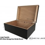 Large Wooden Box with Hinged Lid Wood Storage Box with Lid Black Wooden Storage Box Decorative Boxes with lids Matte Black - B1MDIC9J4