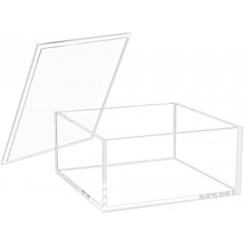 NIUBEE Decorative Acrylic Box with Lid Clear Box Square Stackable Mult-Purpose for Office and Home X-Large - BFTHHTNR6