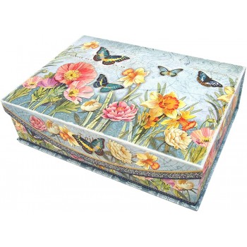 Punch Studio Small Flip Lid Keepsake Decorative Box ~ Daffodil Fields Small 99287 - BTBCJ6M9Y
