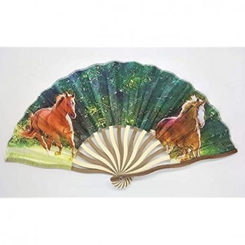Chinese Horse Folding Fan Custom Handheld Fan Bamboo Frame Silk Protective Case Photos of Horse Decoration Cools You Down Handfan Beautiful Scenery Accordion Design Gallyp LLC - B860FD14A