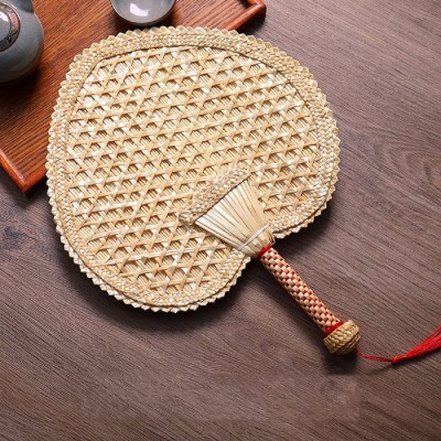 Premium Hand Made Rattan Fan Natural Straw Handheld Woven Fans Decorative Retro Manual Fan Crafts for Wall Decor Gifts Chinese Classical Style Handicraft Fan Collection Spades - BXCQ84FVF