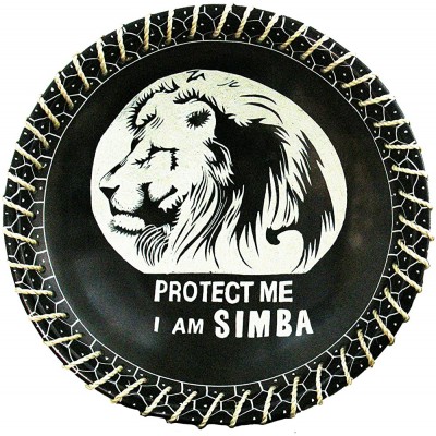8" Black White and Brown Round"Protect Me" Lion-Themed Bowl Crafted with Genuine Human Touch - BBLEDHKIH