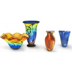 Badash Allura Murano-Style Art Glass Decorative Bowl 15 Mouth-Blown Glass Wavy Centerpiece Bowl Home Decor Accent - BZF1K13YX