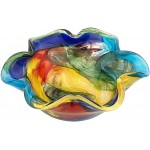 Badash Stormy Rainbow Murano-Style Art Glass Decorative Bowl 8.5 Mouth-Blown Glass Floppy Centerpiece Bowl Home Decor Accent - B9AIIKZ6K