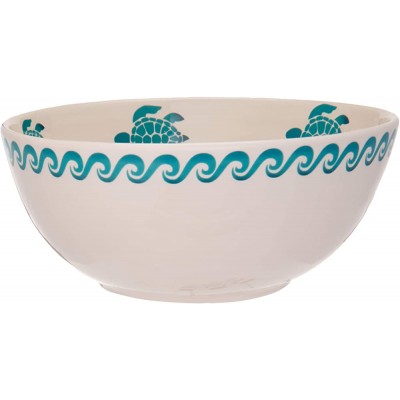 DEI Ceramic Bowl 8.0 x 8.0 x 3.5 White Green - B9QY7LB2B