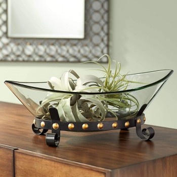 Kensington Hill Rayden 23 1 4" Wide Decorative Glass Bowl with Studded Base - BOGW5YXG9