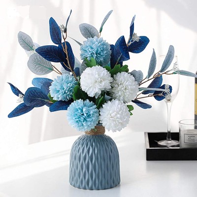 NAWEIDA Artificial Flowers with Vase Faux Hydrangea Flower Arrangements for Home Garden Party Wedding Decoration - BPOLM2ENZ