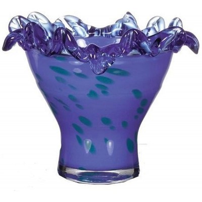 OK Lighting 8.75 Inch RNUM-Inch Aqua Blue Glass Decorative Fruit Bowl - B6XNWLNNS
