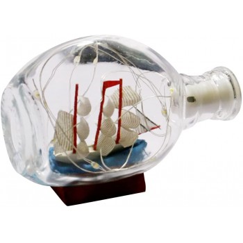 JUSTDOLIFE Sailboat Drifting Bottle Decorative: Glass Ornament Ship in a Bottle with Light - B07HNKP78