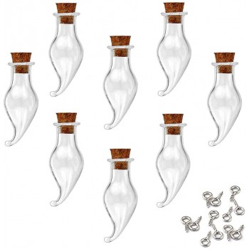 LEFV 24Pcs Mini Glass Bottles with Cork Stoppers 1 Inch Small Tiny Vials Jars Wishing Message Bottles Decorative Charms Necklace Pendant for Party Favors Pepper - BSEM4UXUR