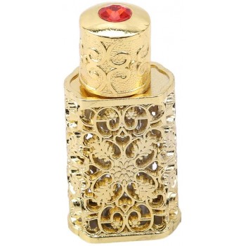 Yunzee Vintage Perfume Bottle Arabic Style Refillable Decorative Perfume Bottle Flower Carving Pattern Handmade Home Decor Bottle,Gold - BIK53YP29