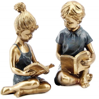 Bellaa 22951 Boy Girl Bookends Studious Reading Scholar Bookrack Book End 8 inch - BTWGTUYHM
