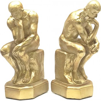 Bellaa Decorative Bookends Thinker Bookends Rustic Unique Book Ends Home Office Books Shelves Stoppers Holder Nonskid 9 inch Rodin Auguste Statue Sculptures - BU6F0IJP7