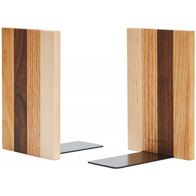 Pandapark Wood Bookends,Nature Coating,Decorative Bookend,6''X4'',1Pair in Pack American Dream - B8SYM8L2O