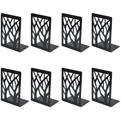 TIMESETL 4 Pairs Bookends Book Ends for Shelves Book Ends for Heavy Books Book Shelf Holder Home Decorative Metal Bookends Black Bookend Supports Book Stoppers - BTYZO4LGK
