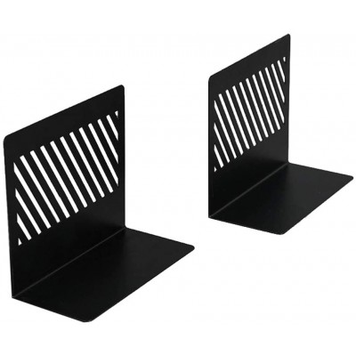 WUHE Bookends Premium Bookends Wrought Iron Metal Bookend Twill Geometric Square Book Stoppers Yellow,Black 1 Pair Book Ends for Shelves Decorative Bookends Color : Black - BWKG59RZX