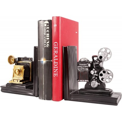 YJHome Decorative Bookends for Shelves Book Ends Heavy Duty Book Stopper Golden Silver Decor Small Resin Book Stands Unique for Home Office Shelves Children Women Men Gifts - BPH8MN3IY