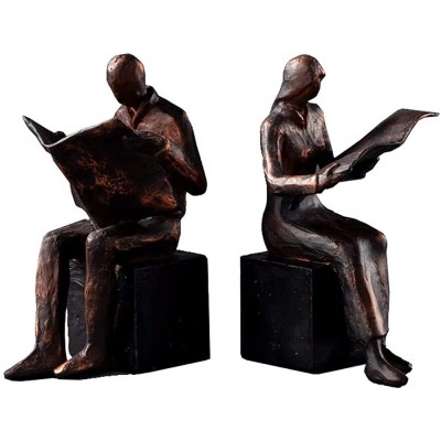 ZSEFV Office Art Bookends Retro Bookends Men and Women Bookend Decorative Resin Book Ends Art Book Stoppers Bookshelf Decor for Heavy Duty Color : A Pair - BSLQY4X1A