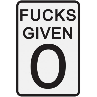 0 Fucks Given 12" X 8" Tin Sign Parody Speed Limit Sign Funny Garage Man Cave Decor - BZZK07E2Z