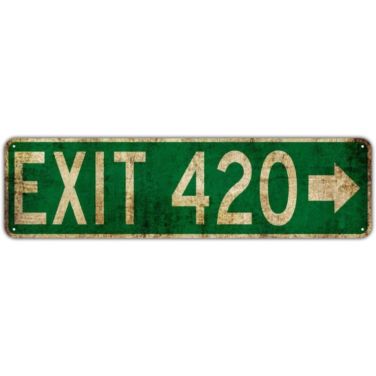 EXIT 420 Street Sign Vintage Rustic Retro 4x16 inch Tin Sign - BT8MOESAD