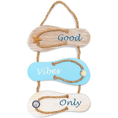 Juvale Wooden Hanging Wall Sign Beach Decor Good Vibes Only 9 x 16 Inches - BDAZTPI6R