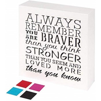 KAUZA Always Remember You are Braver Than You Think Inspirational Gifts Positive Wall Plaque Pallet Saying Quotes for Birthday Presents for Mom Sister Grandma 5.5 x 5.5 Inch - B8TGBTKC0
