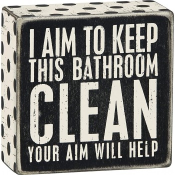 Primitives by Kathy I Aim to Keep This Bathroom Clean Your Aim Will Help Home Décor Sign - BYD0OHZ7I