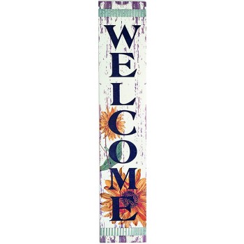 Worth Imports 47" Sunflower Welcome Sign Purple Black White Green Silver - BJE8YCUWZ