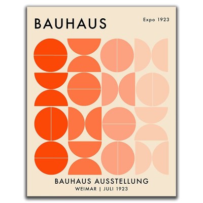 Bauhaus Mid Century Modern Wall Art 11x14" UNFRAMED Print Abstract Minimal Wall Decor Exhibition Poster Replication Orange - BRABNFQN3