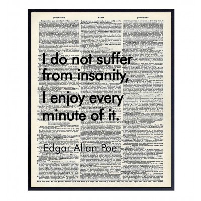 Edgar Allan Poe Quote Dictionary Art 8x10 Upcycled Wall Decor Home Decoration for Bedroom Living Room Office Apartment Cool Unique Gift Funny Saying Unframed Poster Print Picture Photo - BTO4O3GGT