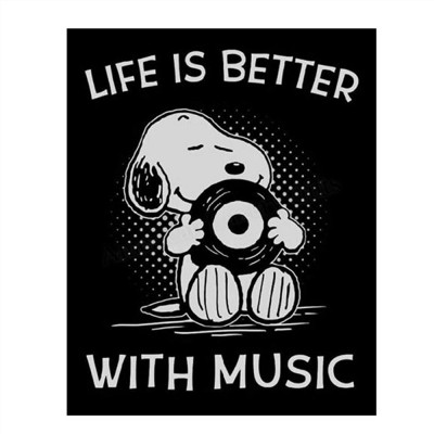 "Life is Better With Music" Snoopy Quotes- Poster Print- 8 x 10" Wall Art Print-Ready To Frame. Funny Typographic Cartoon Print. Home- Office- Studio Fun Decor. Perfect Gift For All Music Lovers! - BILQP1C2O