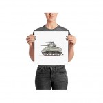 BellavanceInk: Pen & Ink Drawing Print With Watercolor of World War Two Sherman Tank - BJQ7SMTGV