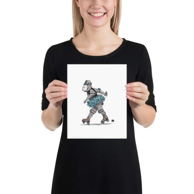 BellavanceInk: Pen & Ink Watercolor Drawing With Roller Derby Koala Claws Limited Print - B0ZUM2G6K