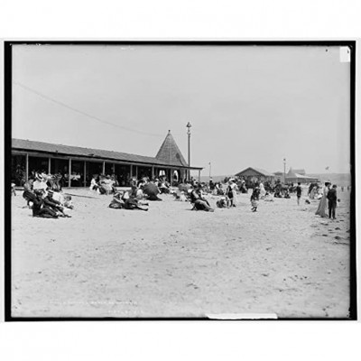 Infinite Photographs Photo: Easton's Beach,Swimmers,Buildings,Water Bodies,Newport,Rhode Island,RI,1900 - BGFYICO1Y