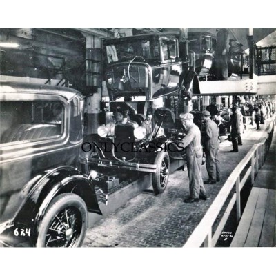 OnlyClassics 1930 Ford Assembly LINE Workers 8X10 Photo Manufacturing Factory New CAR Design - B68D05CY2