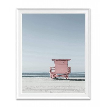 Pink Lifeguard Stand at Beach Ocean Nautical Photography Print Unframed Beach Dock Boardwalk Home and Wall Decor All Sizes - BJQJML12E