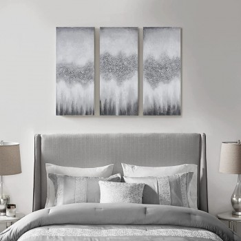 Madison Park Wall Art Living Room Decor-Embellished Hand Painted Canvas Home Accent Glitter Abstract Bathroom Decoration Ready to Hang Painting for Bedroom 15"W x 35"H x 1.5"D Grey Luminous - BDVPXMO7I