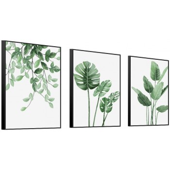 MPLONG 3 Piece Frames Green Plant Canvas Decoration Painting Photos Wall Art Decoration Painting Oil Painting Suitable for Living Room Bedroom Office and Other Wall Decoration Size 16x24 In - B79HYI9WG