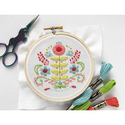 Folk Art Floral Mini Hand Embroidery Beginner Sampler - B0NGRB5US